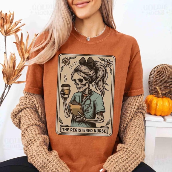 Registered Nurse Tarot Card Fall Rn Skeleton Sped Peds T-Shirt