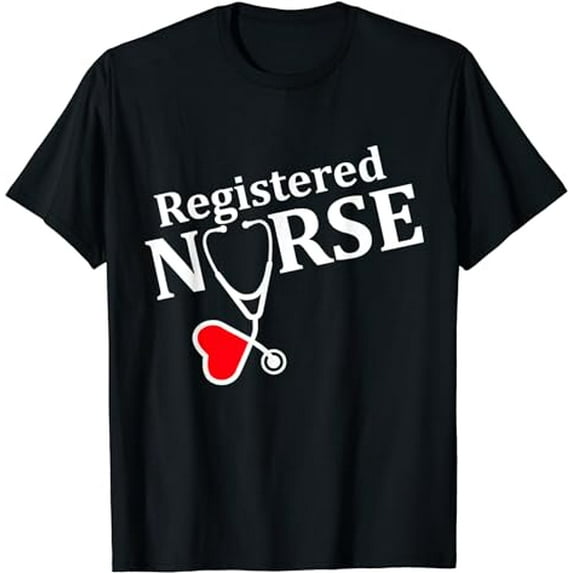 Registered Nurse with stethoscope heartbeat graphic design T-Shirt