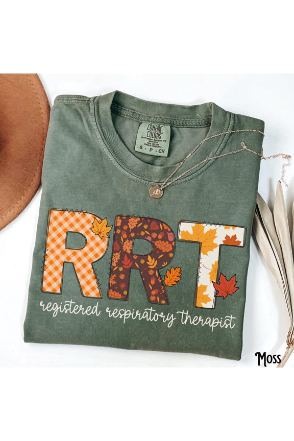 Registered Respiratory Therapist Fall Respiratory Therapy Rrt Rt Pulmonology Autumn Gingham T-Shirt All Size S-3XL