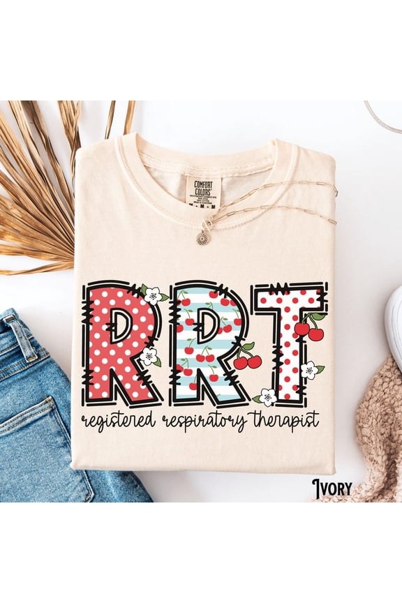 Registered Respiratory Therapist Respiratory Therapy Rrt Rt Pulmonology Cherries Flowers Lungs T-Shirt All Size S-3XL