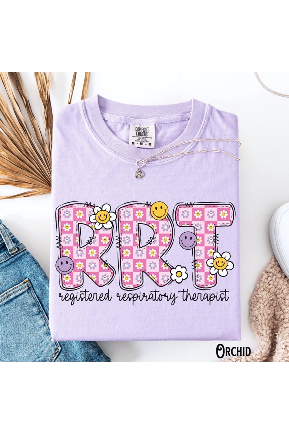 Registered Respiratory Therapist Respiratory Therapy Rrt Rt Pulmonology Happy Face Flower T-Shirt All Size S-3XL