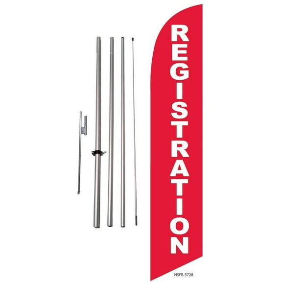 Registration Feather Banner Swooper Flag Kit, Includes Pole Kit and Ground Spike