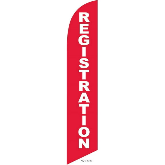 Registration Feather Banner Swooper Flag for Festivals and Events, Replacement Flag Only