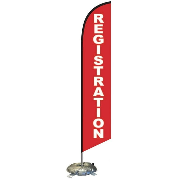 Registration Feather Flag Kit with Cross-Base and Weight-Donut, Outdoor Advertising Banner Swooper Flag