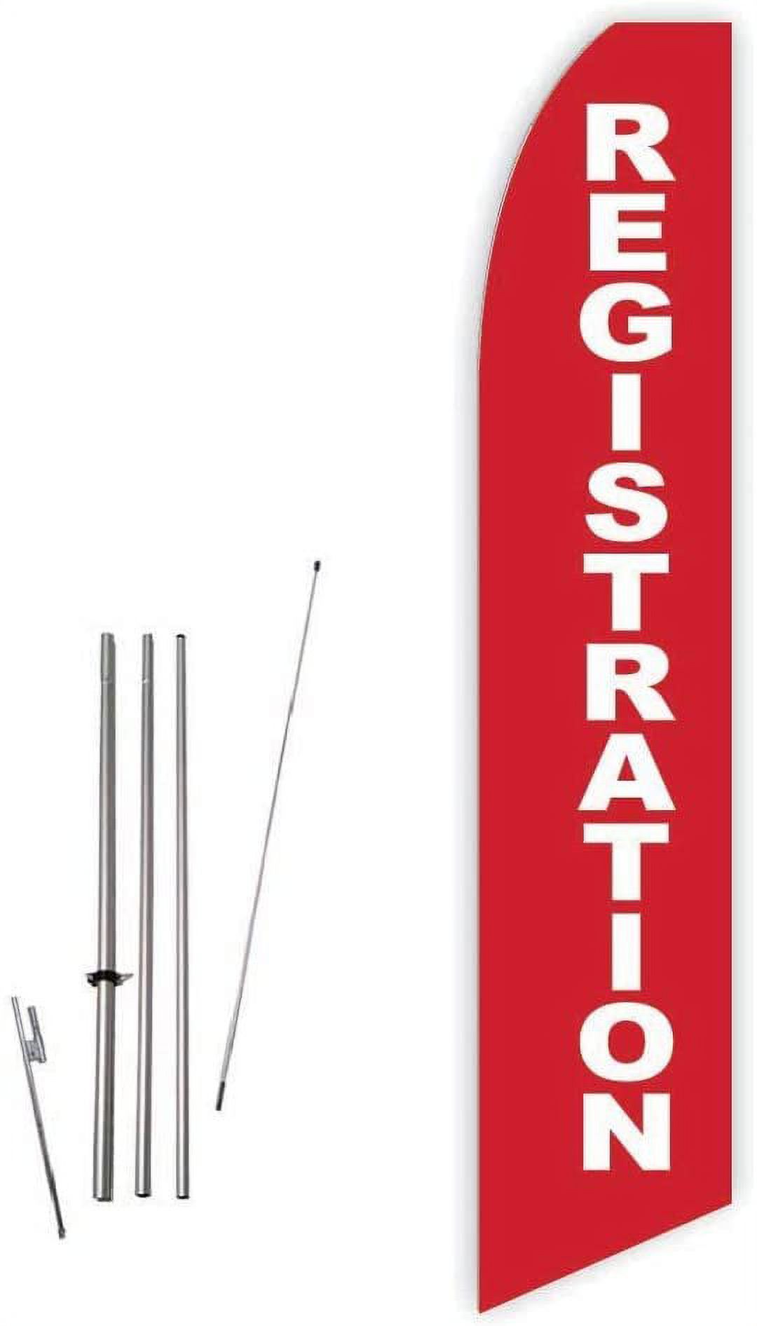Registration Red Super Novo Feather Flag - Complete with 15ft Pole Set and Ground Spike