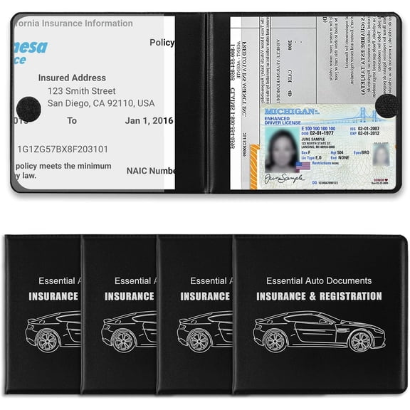 Registration and Holder, 4-Pack Registration, Auto Essential Interior Accessories Fit Most, Trucks SUVs, Men & Women