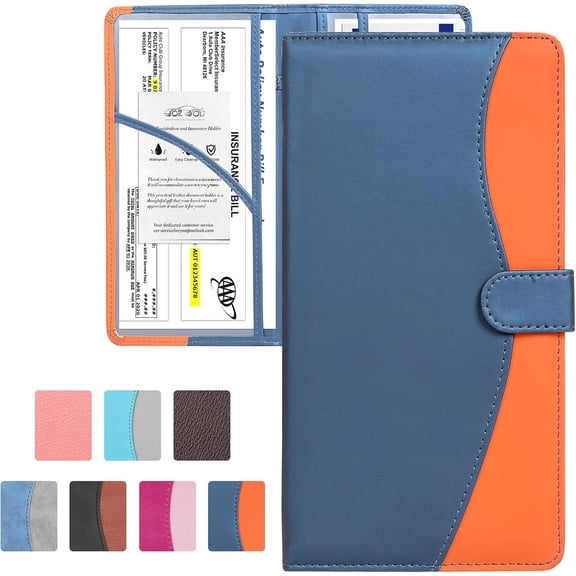 Registration and  Holder  Document Holder Registration and  Card Holder for Cards, Driver License & other Essential Documents(Blue Orange)