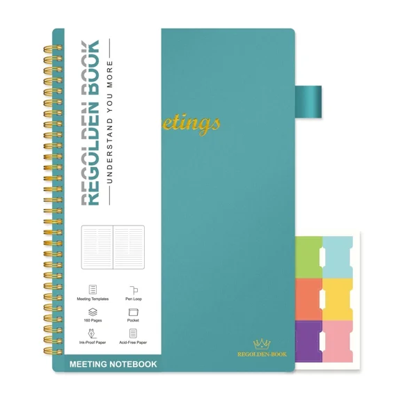 Regolden-Book Meeting Notebook For Work With Action Items, Project Planner No...