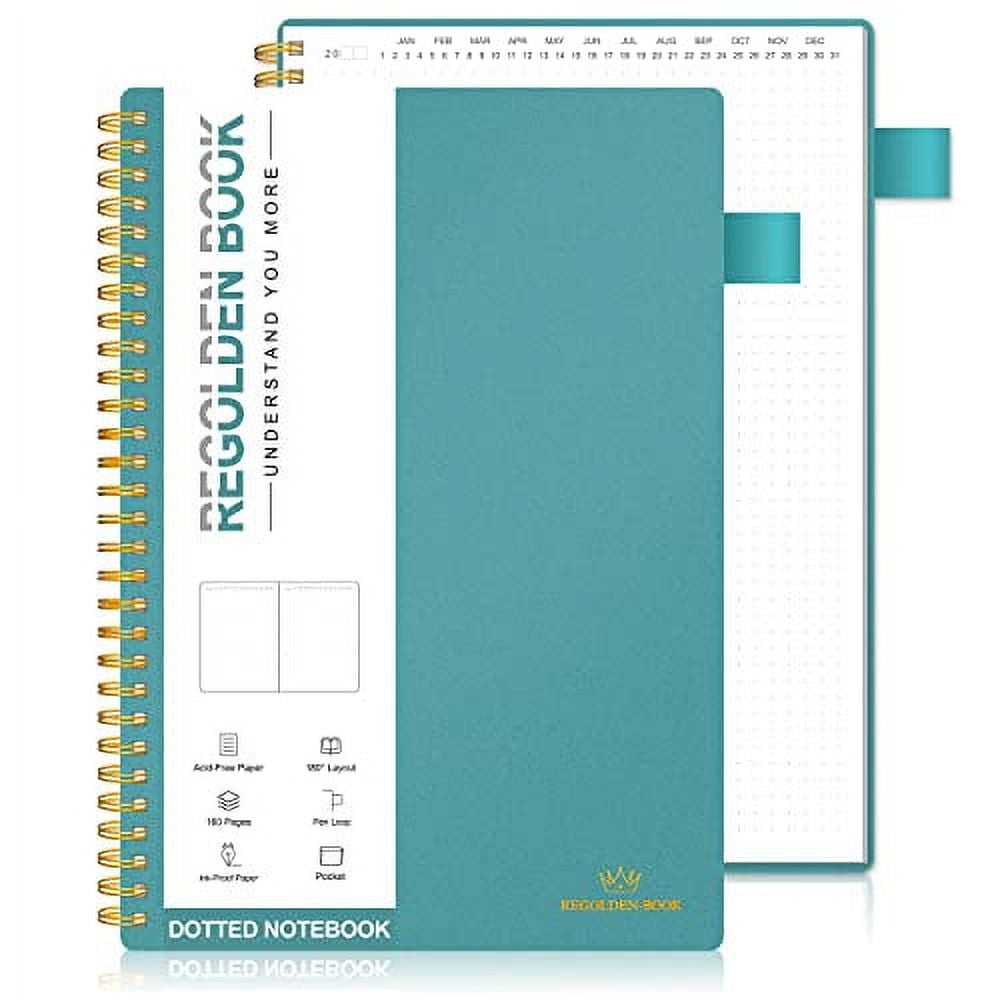 RegoldenBook Undated Spiral Dotted Notebook, Large Grid Journal