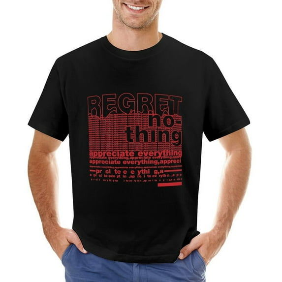 Regret Nothing Vintage T-shirt Mens Cotton Classic Crewneck Short Sleeve Tees Unisex Black 4XL