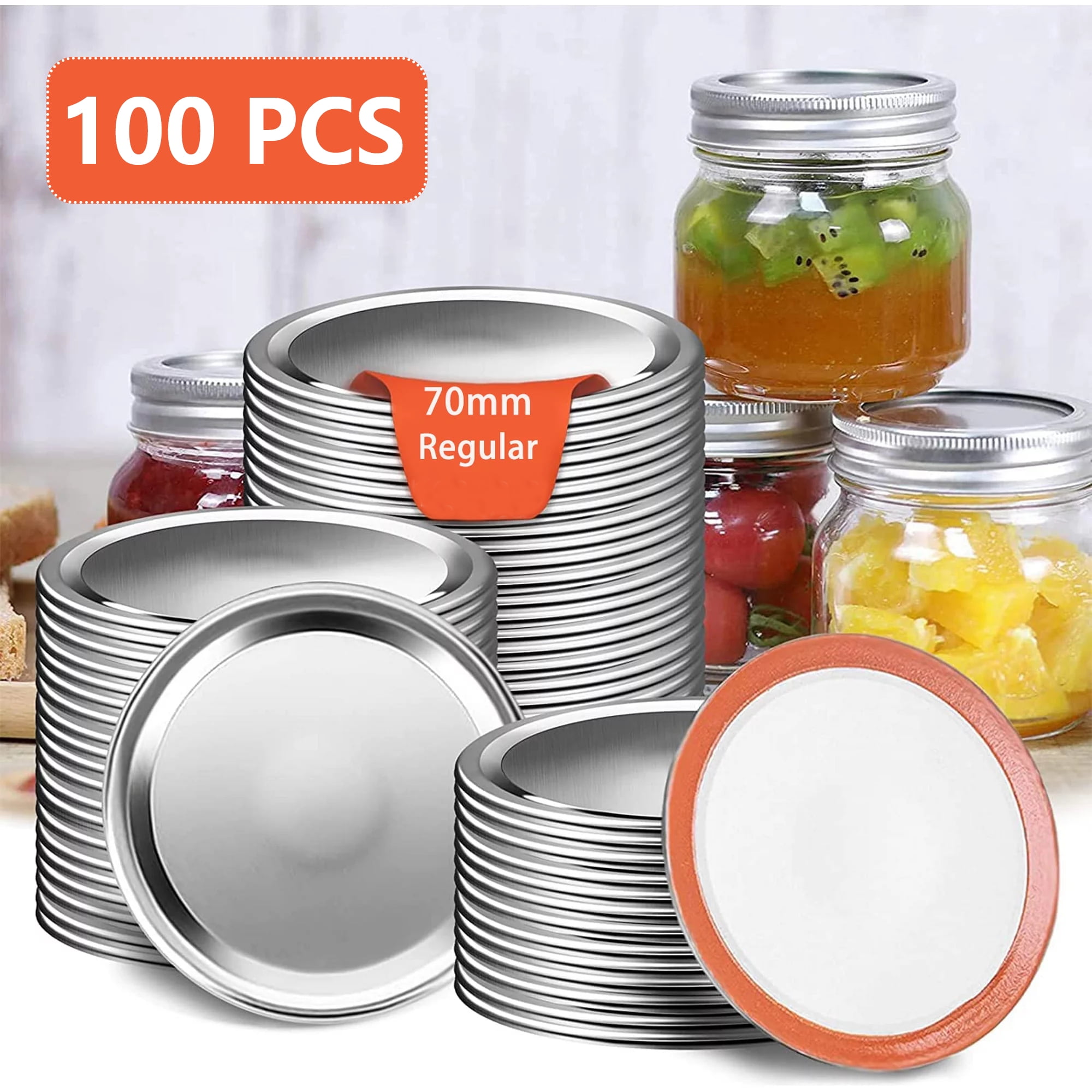 WOORNIGOJIN 100 Pcs Regular Canning Lids for Mason Jars, LeakProof