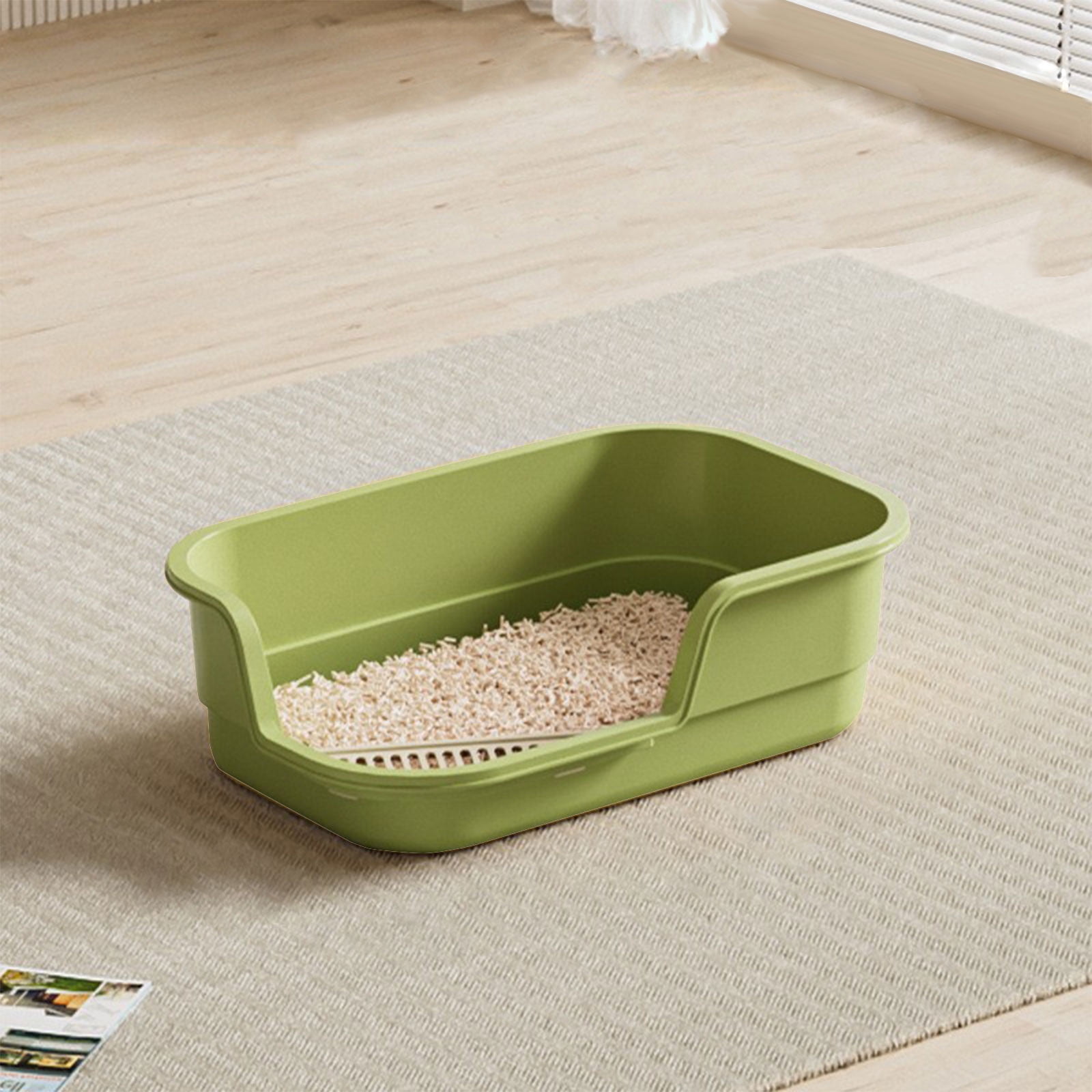 Picture of Regular Cat Litter Box with High Sided 16.54x11.02x4.72 in Large Open ...