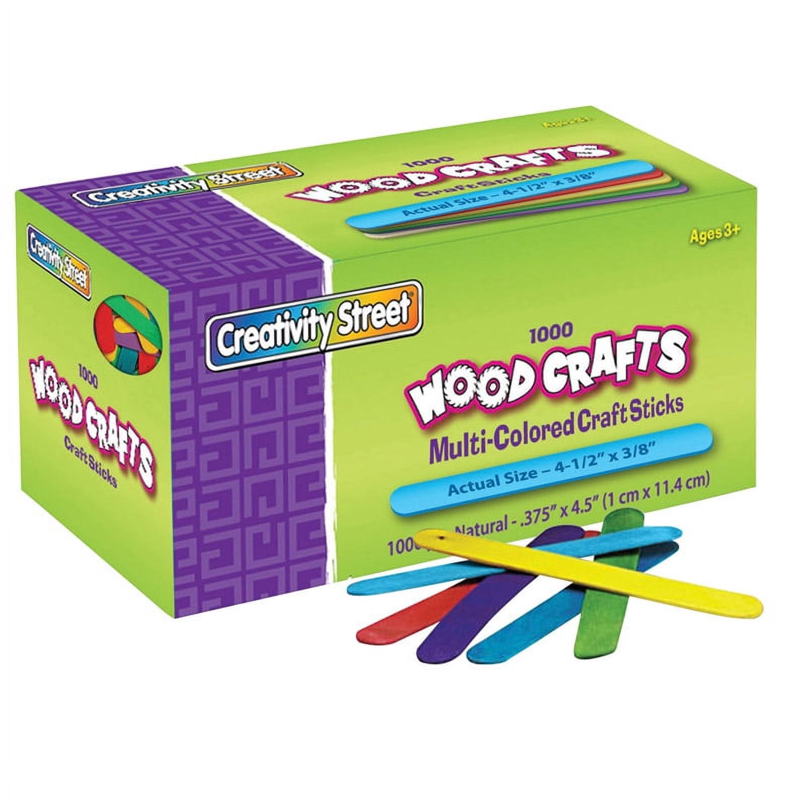Regular Craft Sticks, Bright Hues Assorted, 4-1/2" x 3/8", 1000 Pieces | Bundle of 2 Packs