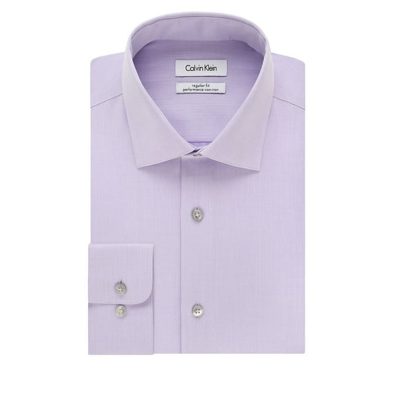 $79 Calvin Klein Men's Regular-Fit 100% Cotton Dress Shirt Lilac XL 17.5 34-35
