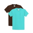 thumbnail image 1 of Regular Fit Youth Short Sleeves Cotton Tshirt Tee 2 Pack Deal - Dark Choco, Pool, XS, 1 of 3