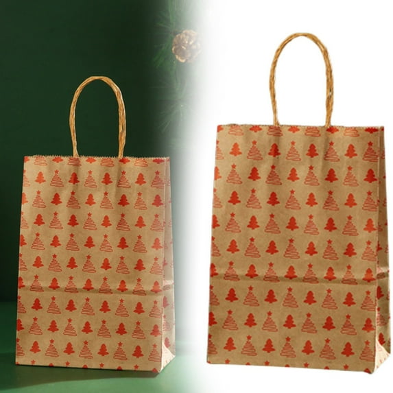 Regular Medium Sized Paper Bag With Handle Brown Cowhide Bag Grocery Shopping Bag Birthday Party Gift Wedding Thank You Bag/ Christmas Gift Bag B