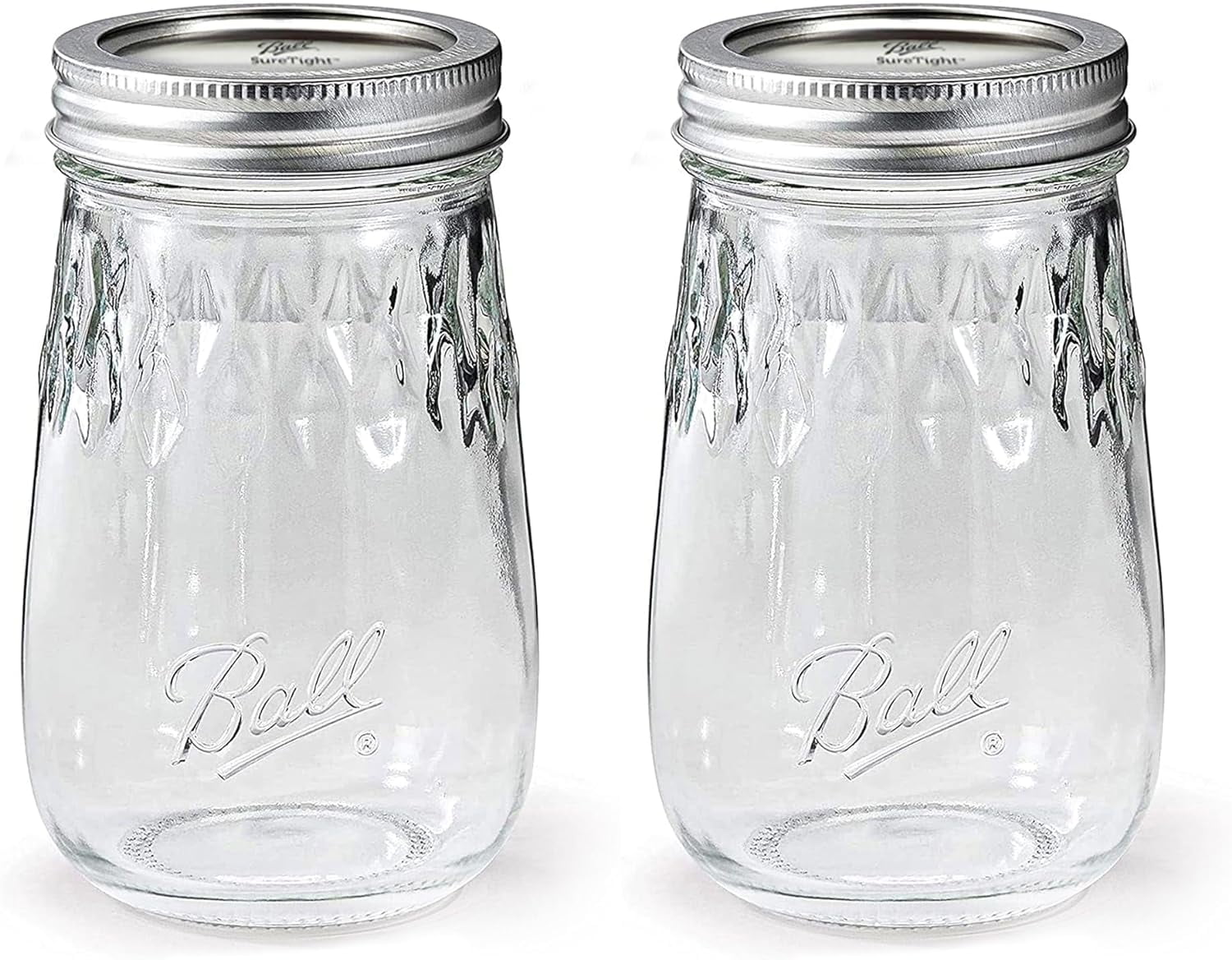 Ball Regular Mouth Mason Jars 16 oz (2 Pack) with Airtight Lids, Bands ...