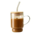 thumbnail image 1 of Regular Mouth Glass Coffee Drinking 20oz Glass Tumbler Cups with Handle Glass Cups with Lid and Straw Overnight Oats Containers For Iced Coffee, Smoothies, Beer and Juice, 1 of 5