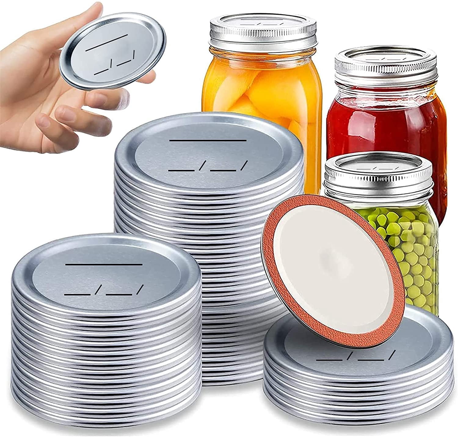 Regular Mouth Mason Jar Lids for Ball and Kerr Jars, Split-Type Metal Canning Jar Lids with Silicone Seals for Canning (Silver, 26 Count)