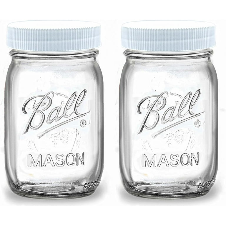 Ball Mason Jars 16 oz Pint Regular Mouth with White Food Storage