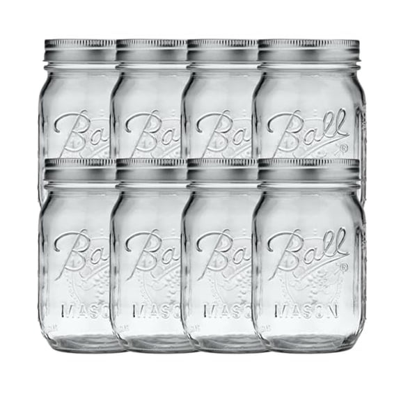 Regular Mouth Pint (16 oz.) Mason Jars with Lids and Bands, for Canning or Drinkware, 8 Count
