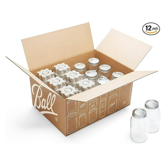 Regular Mouth Quart (32oz) Canning Jars, 12 Pack, CLear