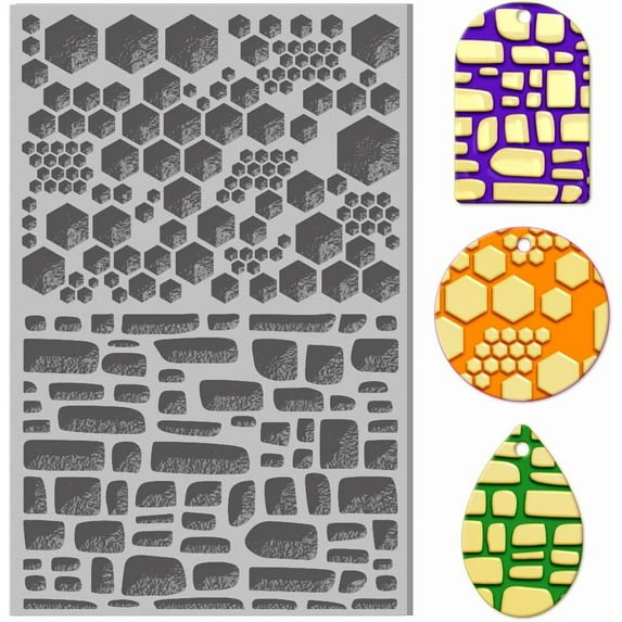 Regular Pattern Polymer Clay Texture Sheets Beehive Wall Rubber Polymer Clay Texture Clay Texture Mat Tool Used for Making Ears Necklaces Handicrafts Mixed Color