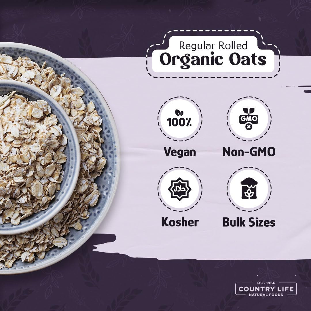 Regular Rolled Oats, Organic, Bulk, Oatmeal, Breakfast Food, Non-Gmo ...