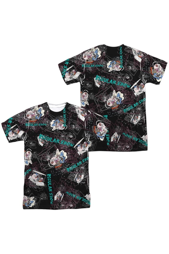 Regular Show Golf Cart Ride Unisex Adult Sublimated Costume T Shirt (Front/Back), Small Multicolor