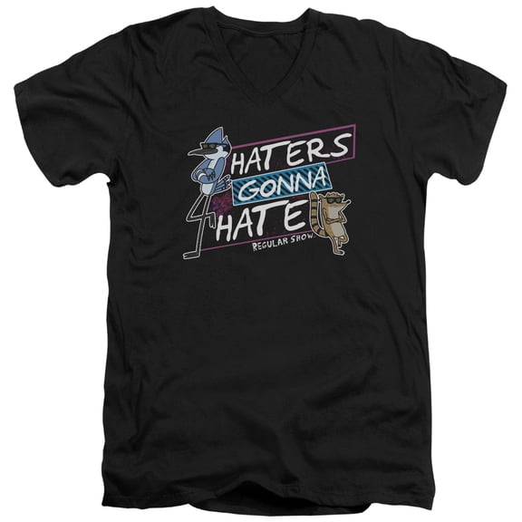 Regular Show - Haters Gonna Hate - Slim Fit V Neck Shirt - Medium