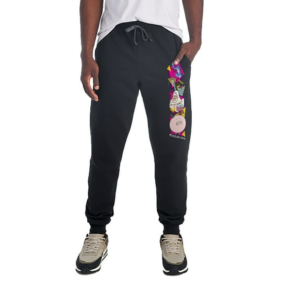 Regular Show Mordecai Rigby Shapes Unisex Jogger Sweatpants with Pockets for Men and Women, Black, Small