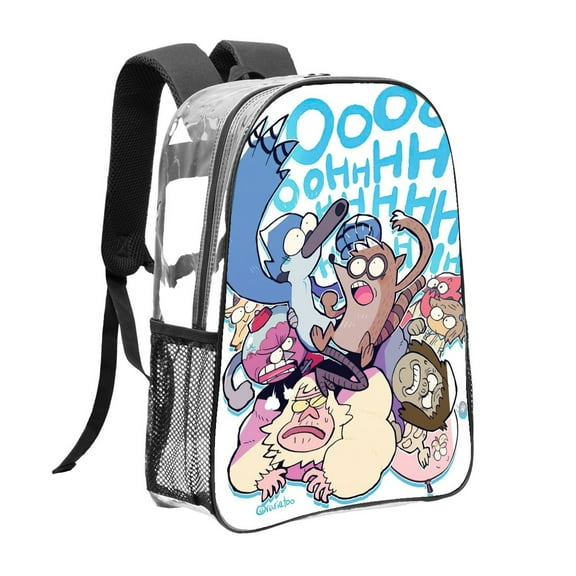 Regular Show Pattern Transparent Backpack Lightweight And fashionable Showcasing Personality And Leading The Trend