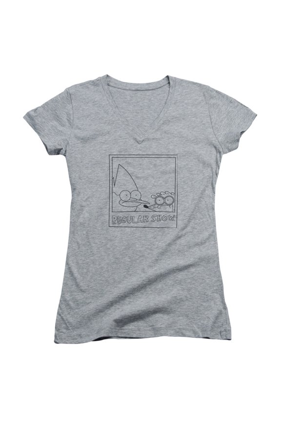 Regular Show Poloroid Officially Licensed Junior V Neck T Shirt