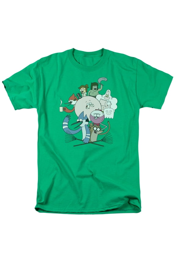 Regular Show Regular Cast S/S Adult 18/1 T-Shirt Kelly Green 5X