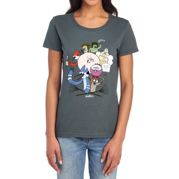 Regular Show Regular Cast Women's T Shirt, Charcoal, Medium