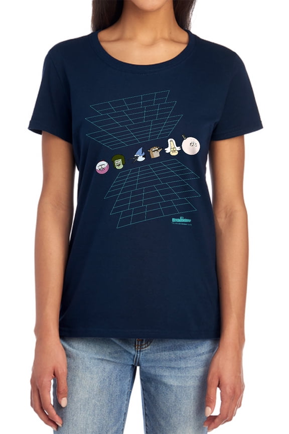 Regular Show Regular Grid Women's T Shirt, Navy, Large