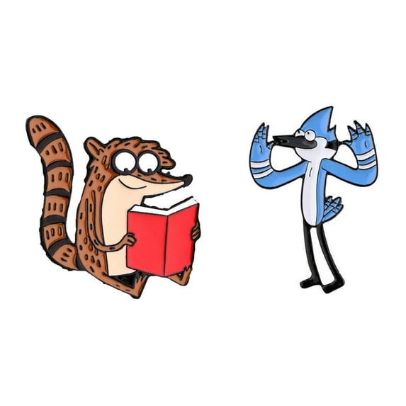 Regular Show Rigby And Mordecai Characters 1 Inch Tall Enamel Metal Pin Set of 2
