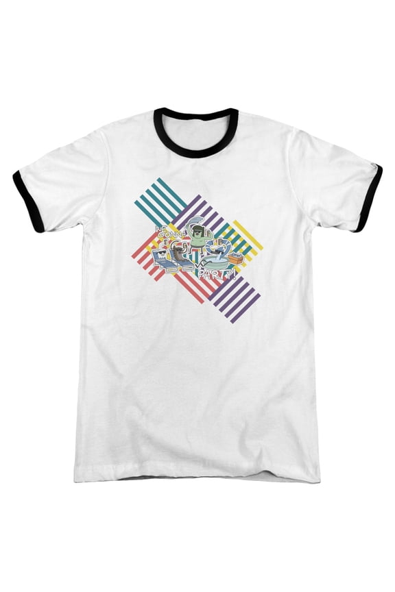 Regular Show We Gonna Party Adult Ringer White/Black