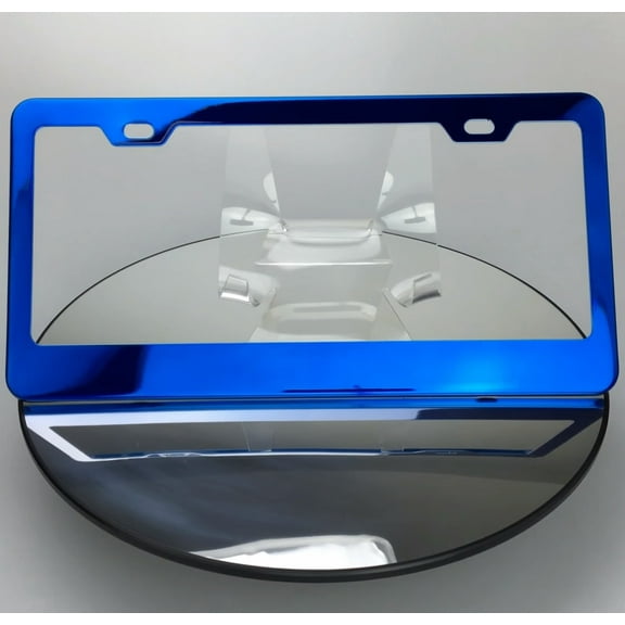 Regular Style Powder Coated Candy Blue Stainless Steel License Plate Frame with Aluminum Screw Cap