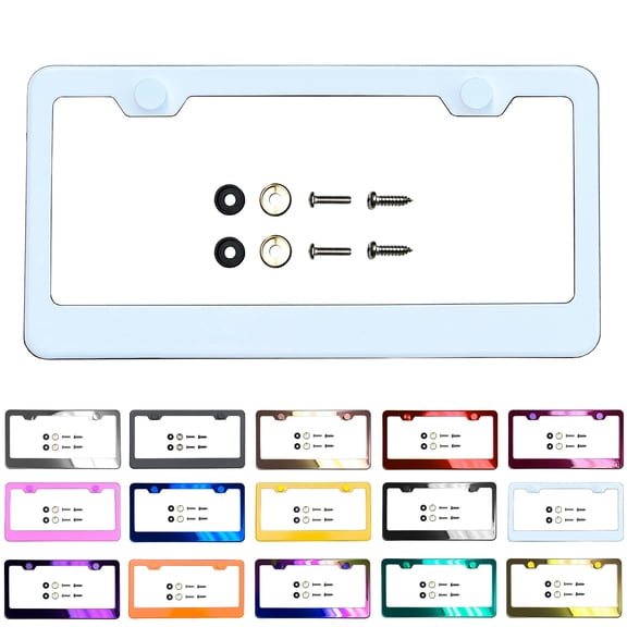Regular Style Powder Coated Matte White Stainless Steel License Plate Frame