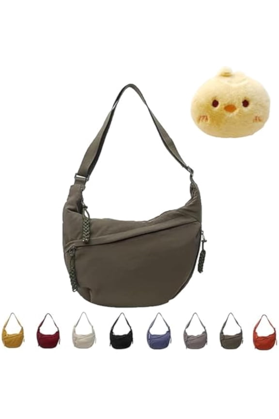 Regularlyk Crossbody Bag, Regularlyk Crescent Bag for Women, Fashion Plain Color Nylon CrossbodyBag, Large Capacity