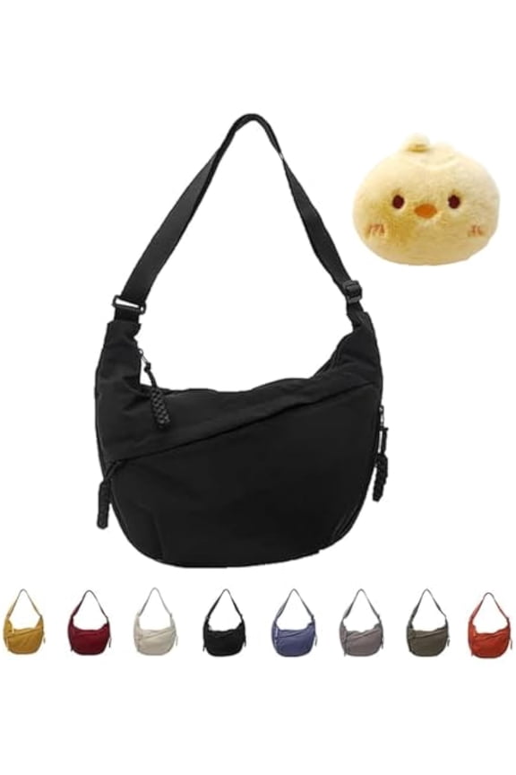Regularlyk Crossbody Bag, Regularlyk Crescent Bag for Women, Fashion Plain Color Nylon CrossbodyBag, Large Capacity