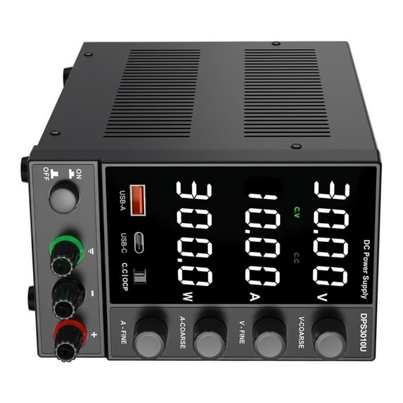 Regulated Power Supply 0 to 30V/60V/120V/160V Encoders Control Two USB Type C Port Overcurrent Features