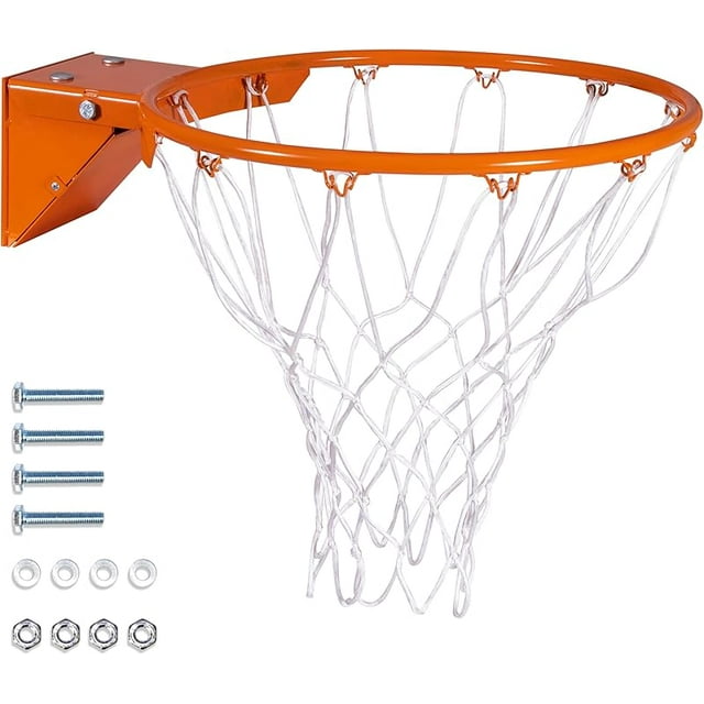 Regulation 18" Steel Basketball Rim - Choose from Fixed or Breakaway - Use for Replacement or Garage Mount-xlk