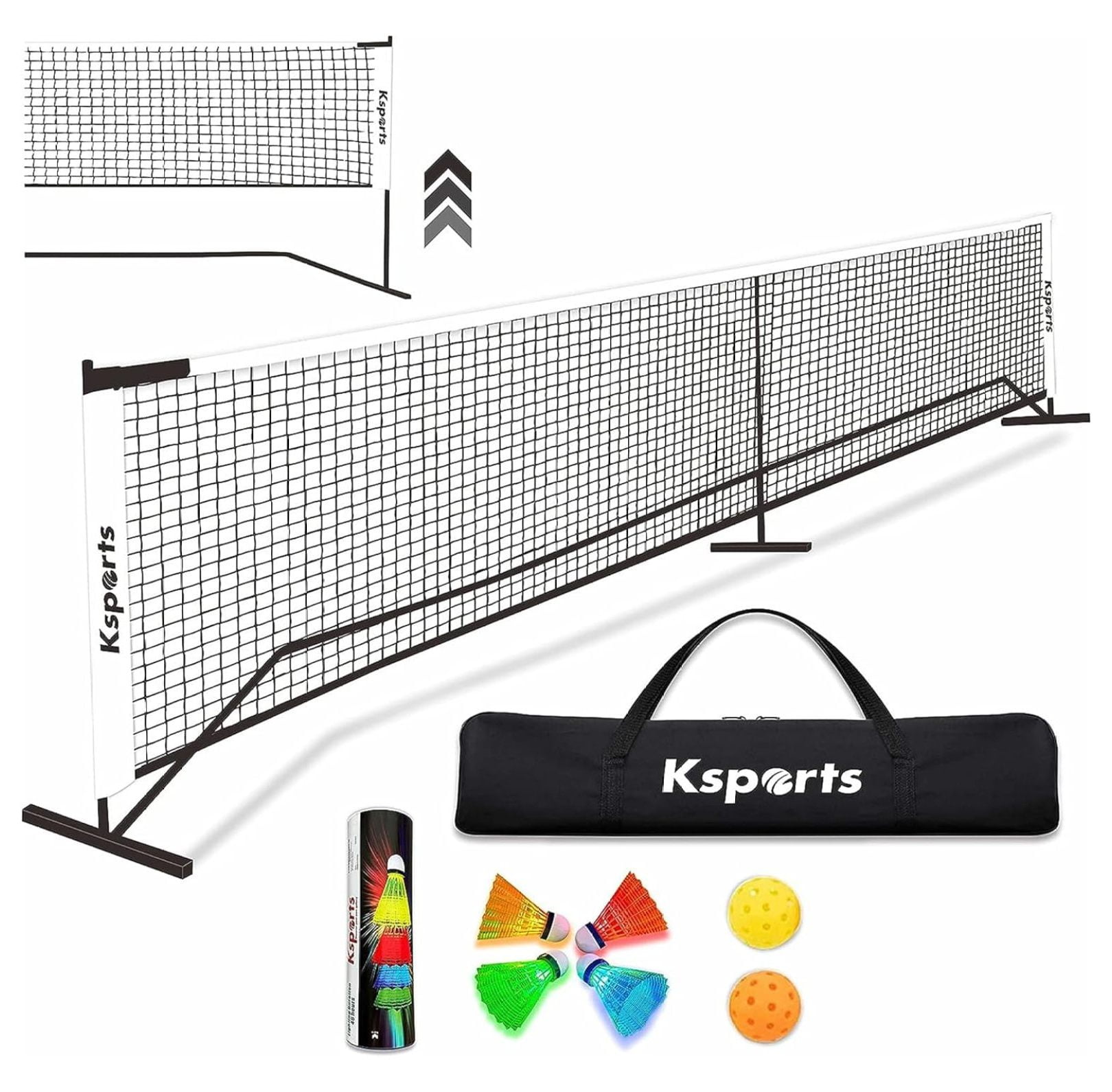F Fityle Portable Badminton Net Set With Rackets Pickleball Net Adults Convenient With Shuttlecocks Feather Ball Beachball Set Game With Storage Bag For Indoor Training Parks Outdoor Sports
