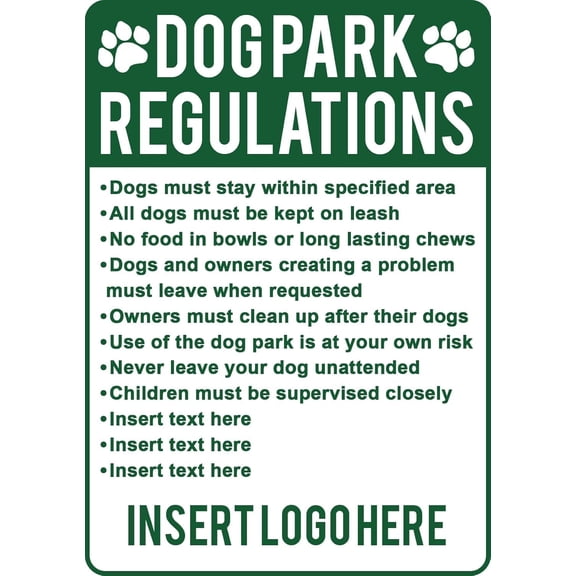 Regulations For Dog Park Portrait Council Metal Sign 8x12 Inch Danger Warning Notice for Dog Park Community Park Residential Neighborhood Indoor Outdoor Wall Mount Display Pet Regulation Notice