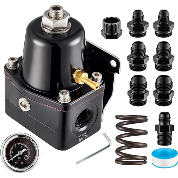 Regulator 6AN EFI Bypass Return Adjustable (20-75PSI, 75-120PSI), Black