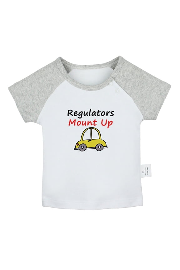 Regulators Mount Up Funny T shirt For Baby, Newborn Babies T-shirts, Infant Tops, 0-24M Kids Graphic Tees Clothing (Short Gray Raglan T-shirt, 6-12 Months)