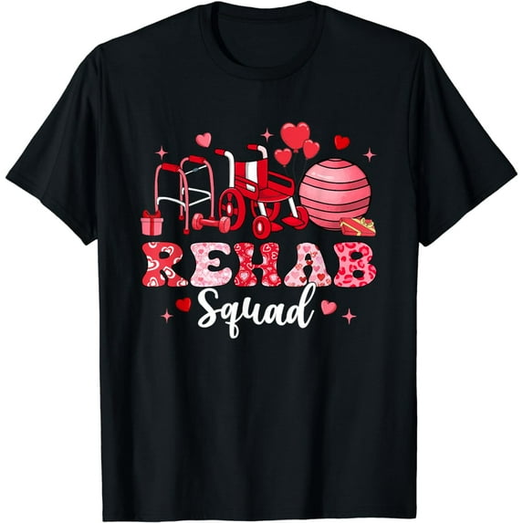 Rehab Squad Stethoscope Leopard Rehab Nurse Valentine's Day T-Shirt