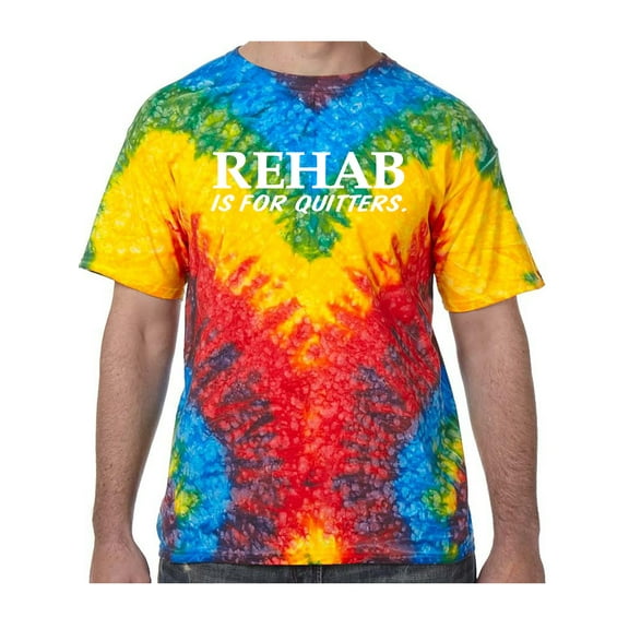 Rehab is for Quitters Tie Dye Tee Shirt - Woodstock, Large